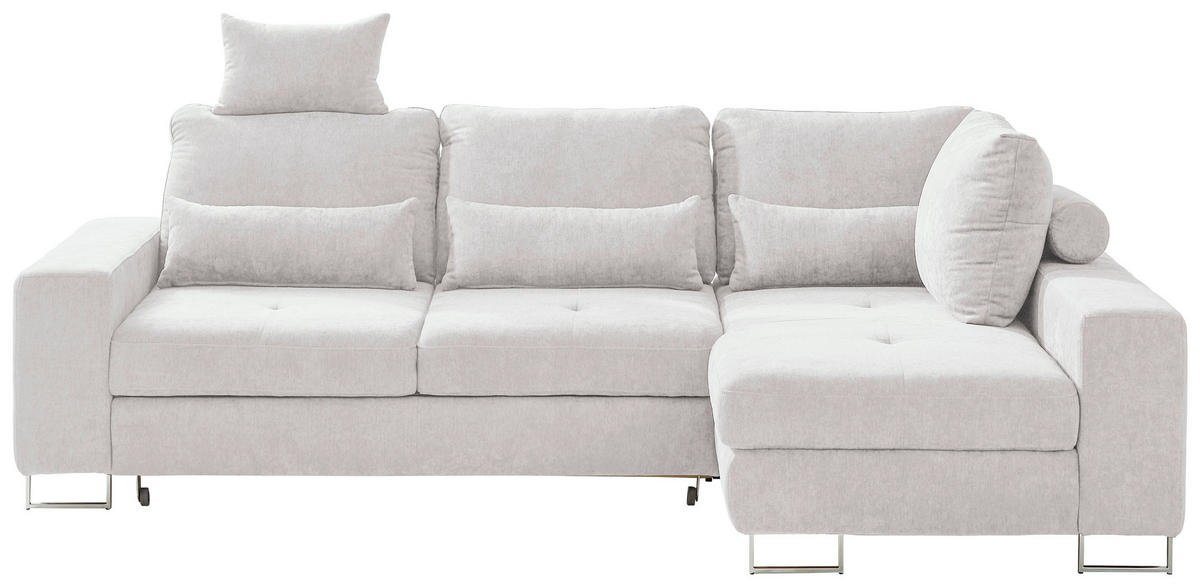 SEDEŽNA GARNITURA, gladka tkanina krem barve  - krem barve, Design, kovina/tekstil (260/188cm) - Hom`in