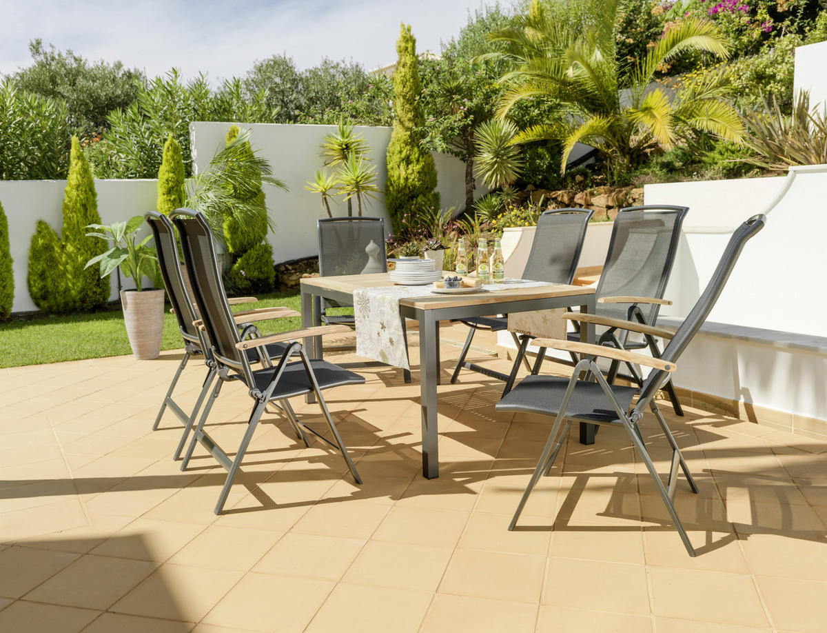KERTI ASZTAL 150-210/90/74 cm   - natúr/antracit, Basics, fa/fém (150-210/90/74cm) - Ambia Garden