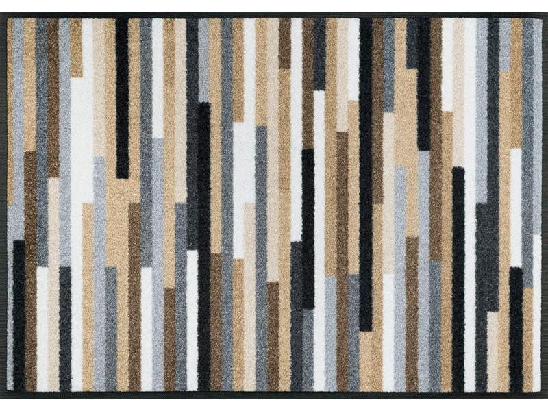 wash+dry FUßMATTE Mikado Stripes Braun, Grau, Beige 60x85 cm