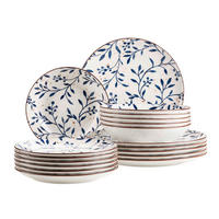 TELLERSET OLIVE 18-teilig  - Blau/Braun, Basics, Keramik - Mäser