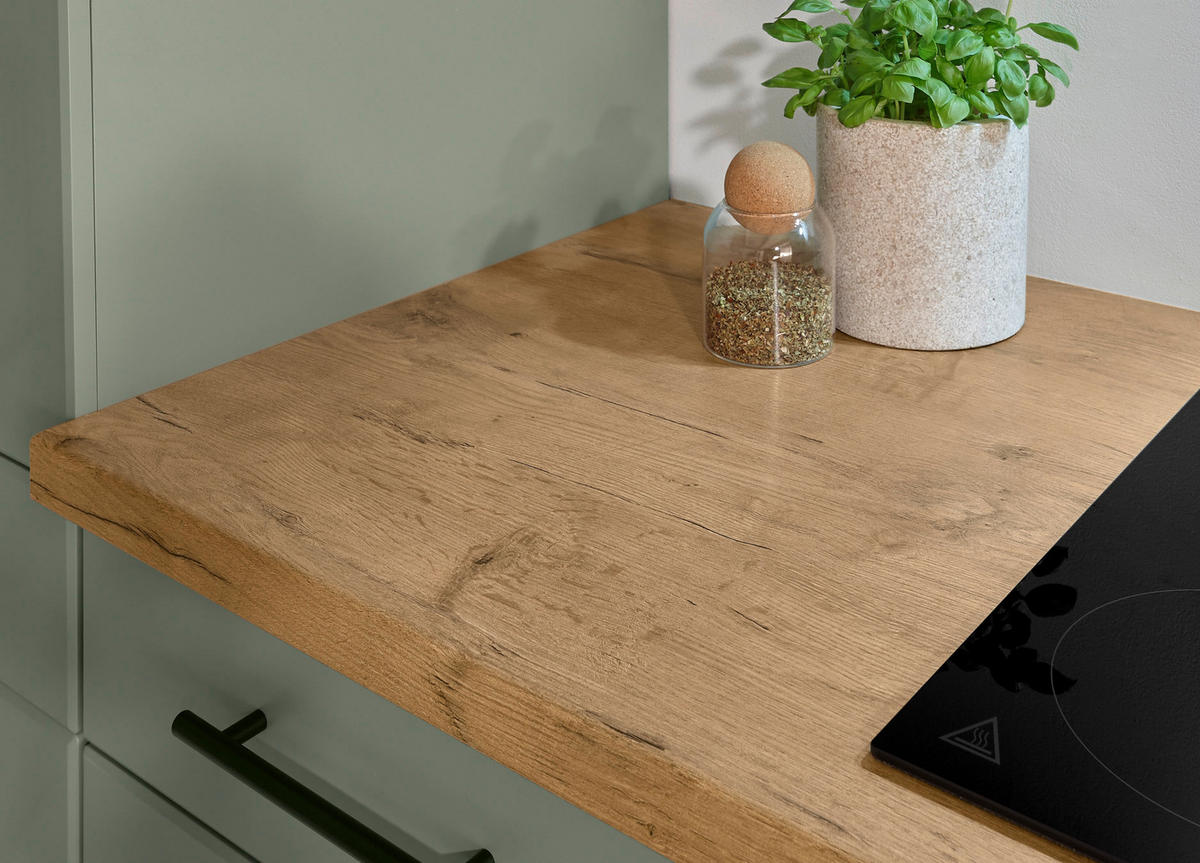 KÜCHENLEERBLOCK 250 cm   in Wildeiche, Schilfgrün  - Schilfgrün/Wildeiche, Trend, Holzwerkstoff/Metall (250cm) - Respekta