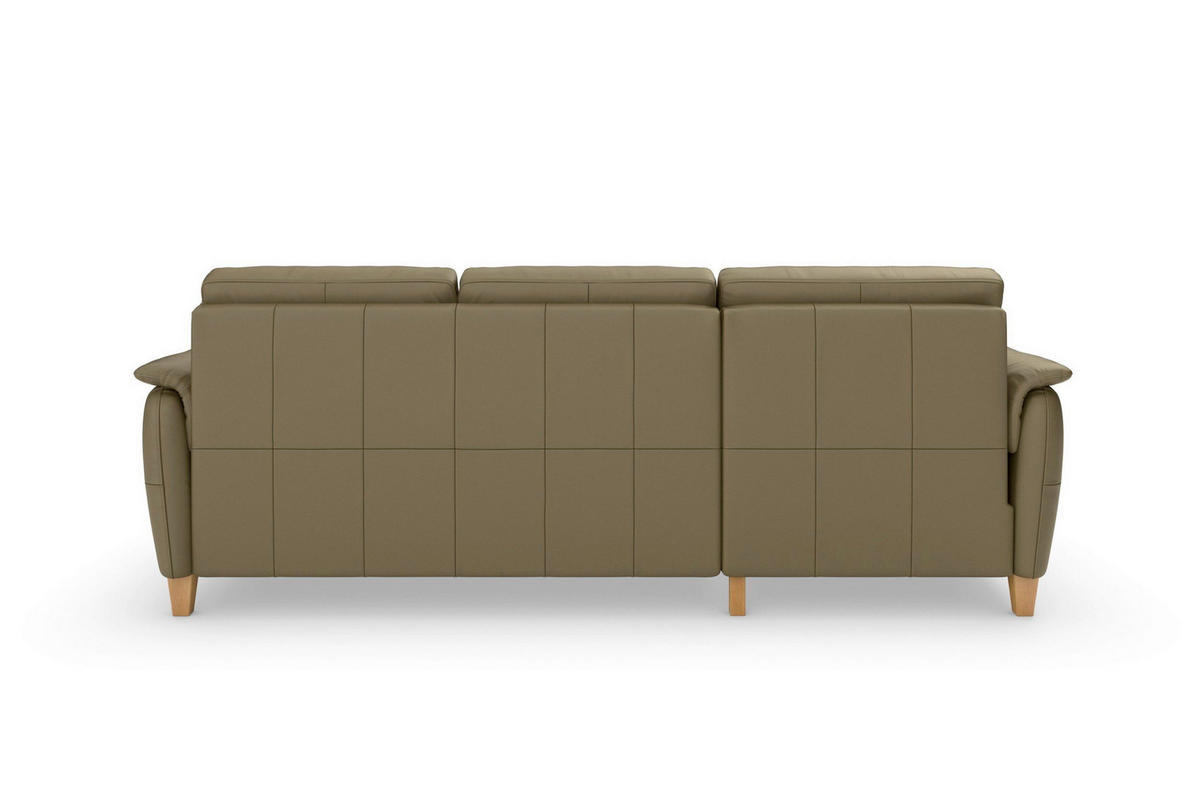 ROHOVÁ SEDAČKA, koža, olivovozelená - olivovozelená/farba duba, Basics, koža/drevo (163/244cm) - Sit & More