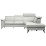 ECKSOFA in Echtleder Hellgrau  - Hellgrau/Schwarz, Design, Leder/Metall (285/239cm) - Cantus