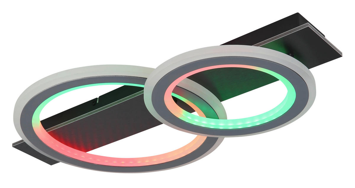 LED-DECKENLEUCHTE 63/37/8 cm   - Opal/Hellgrau, Design, Kunststoff/Metall (63/37/8cm) - Globo