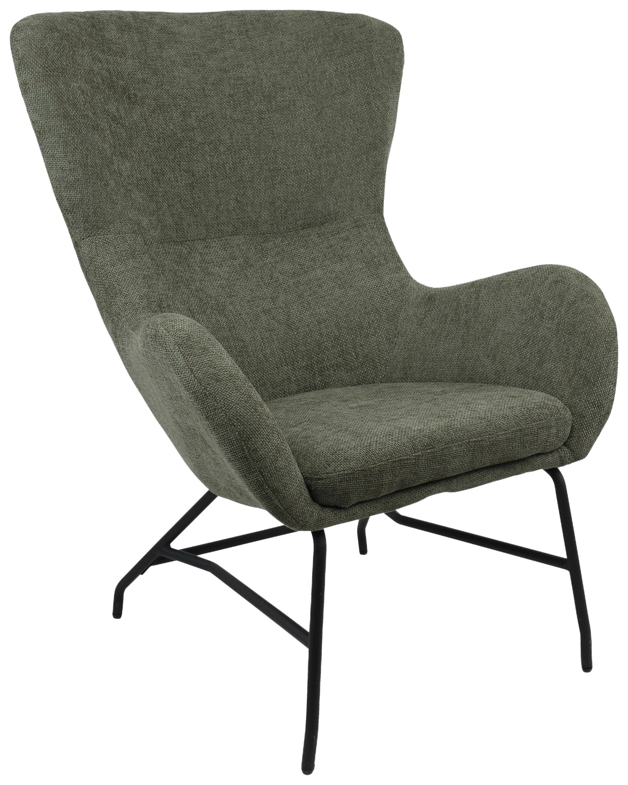 SESSEL in Bouclé Grün  - Schwarz/Grün, MODERN, Textil/Metall (77/106.5/84cm) - Livetastic