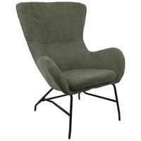 SESSEL in Bouclé Grün  - Schwarz/Grün, MODERN, Textil/Metall (77/106.5/84cm) - Livetastic