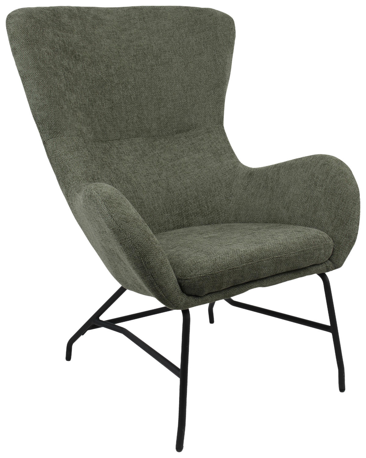 SESSEL in Bouclé Grün  - Schwarz/Grün, MODERN, Textil/Metall (77/106.5/84cm) - Livetastic