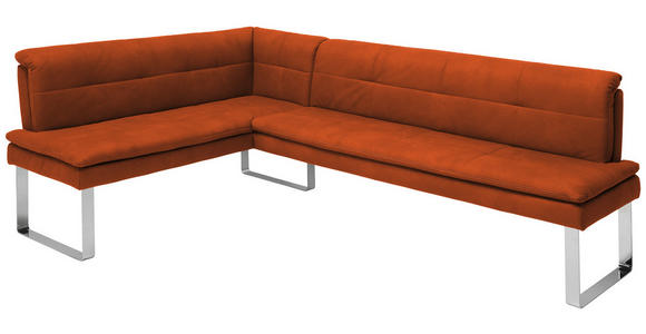 ECKBANK 154/213 cm Mikrofaser Orange, Chromfarben Metall - Chromfarben/Beige, Design, Textil/Metall (154/213cm) - Novel