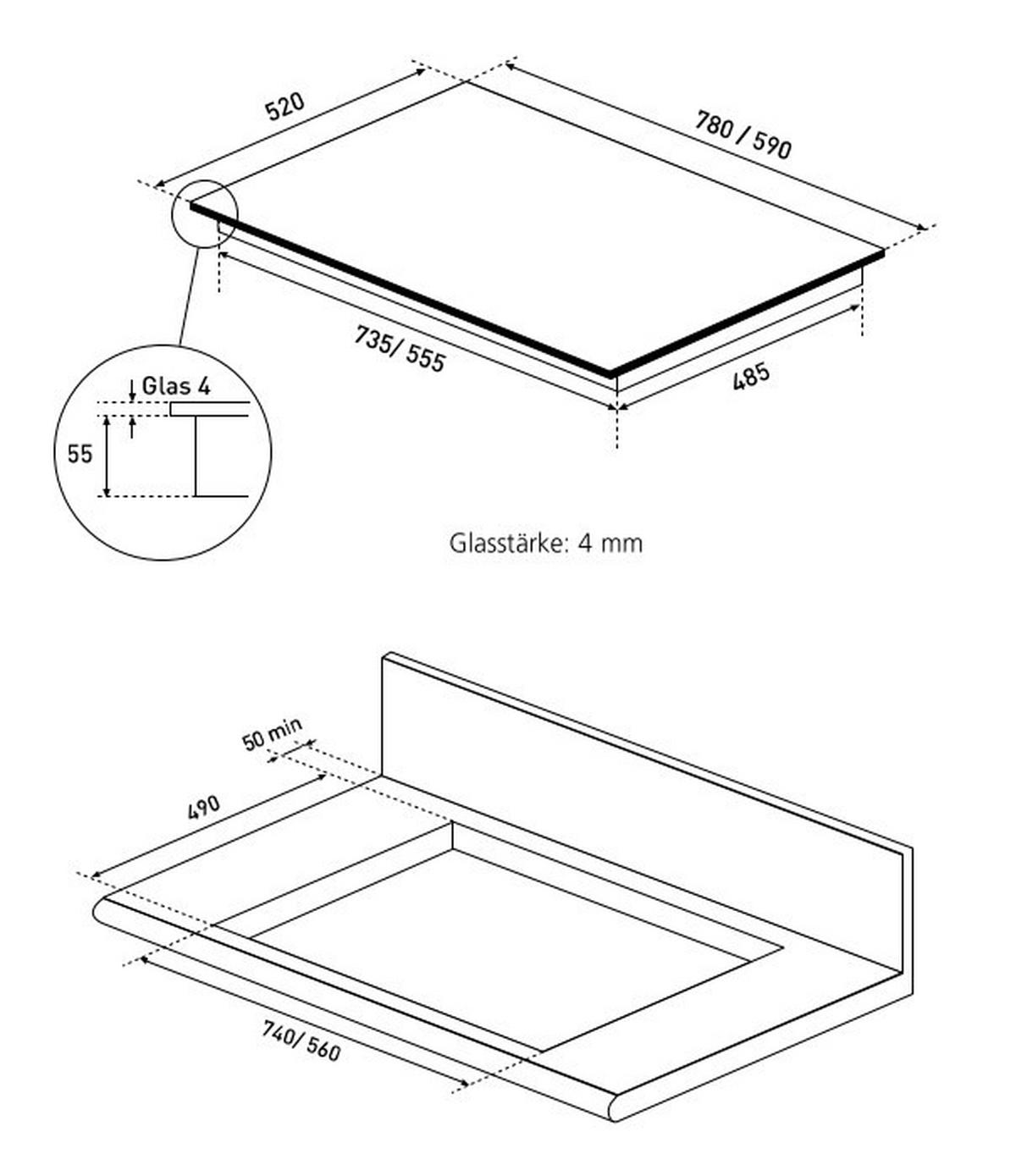 BACKOFENSET AKS122  - Schwarz, Basics, Glas/Metall (59,6/59,5/56,9cm) - Oranier
