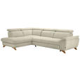 ECKSOFA in Flachgewebe Creme  - Eichefarben/Creme, MODERN, Holz/Textil (212/287cm) - Valnatura