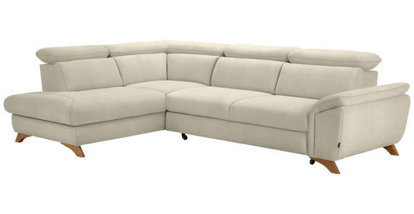 ECKSOFA in Flachgewebe Creme  - Eichefarben/Creme, MODERN, Holz/Textil (212/287cm) - Valnatura