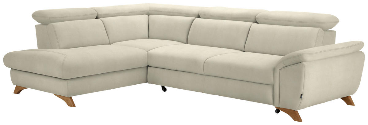 ECKSOFA in Flachgewebe Creme  - Eichefarben/Creme, Modern, Holz/Textil (212/287cm) - Valnatura