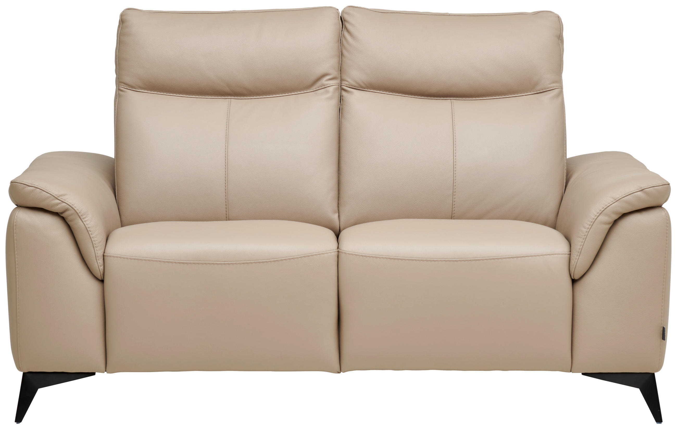 2-SITZER-SOFA Beige Echtleder  - Beige/Schwarz, Design, Leder/Metall (176/105/98cm) - Emilio Belluti