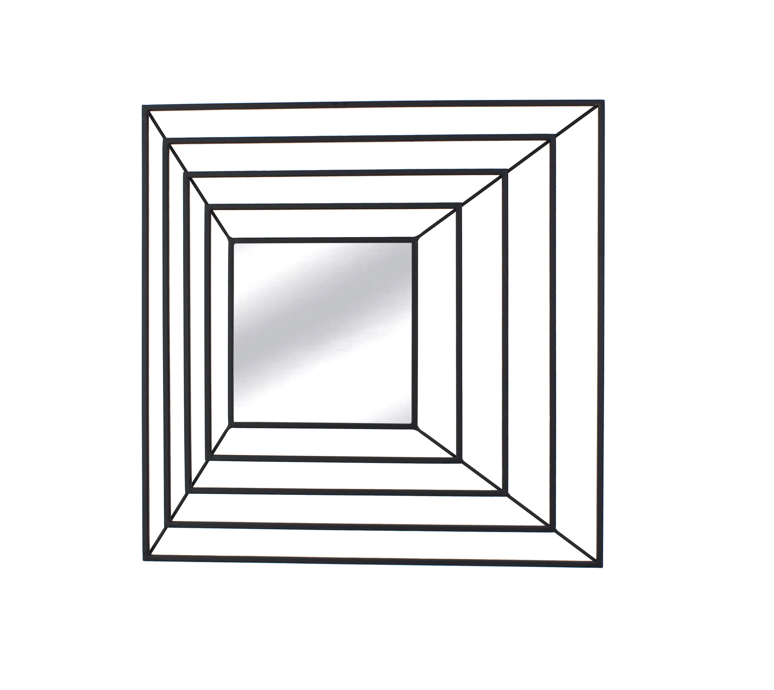 ZIDNO OGLEDALO      - crna, Dizajnerski, staklo/metal (60/60/5cm) - Ambia Home