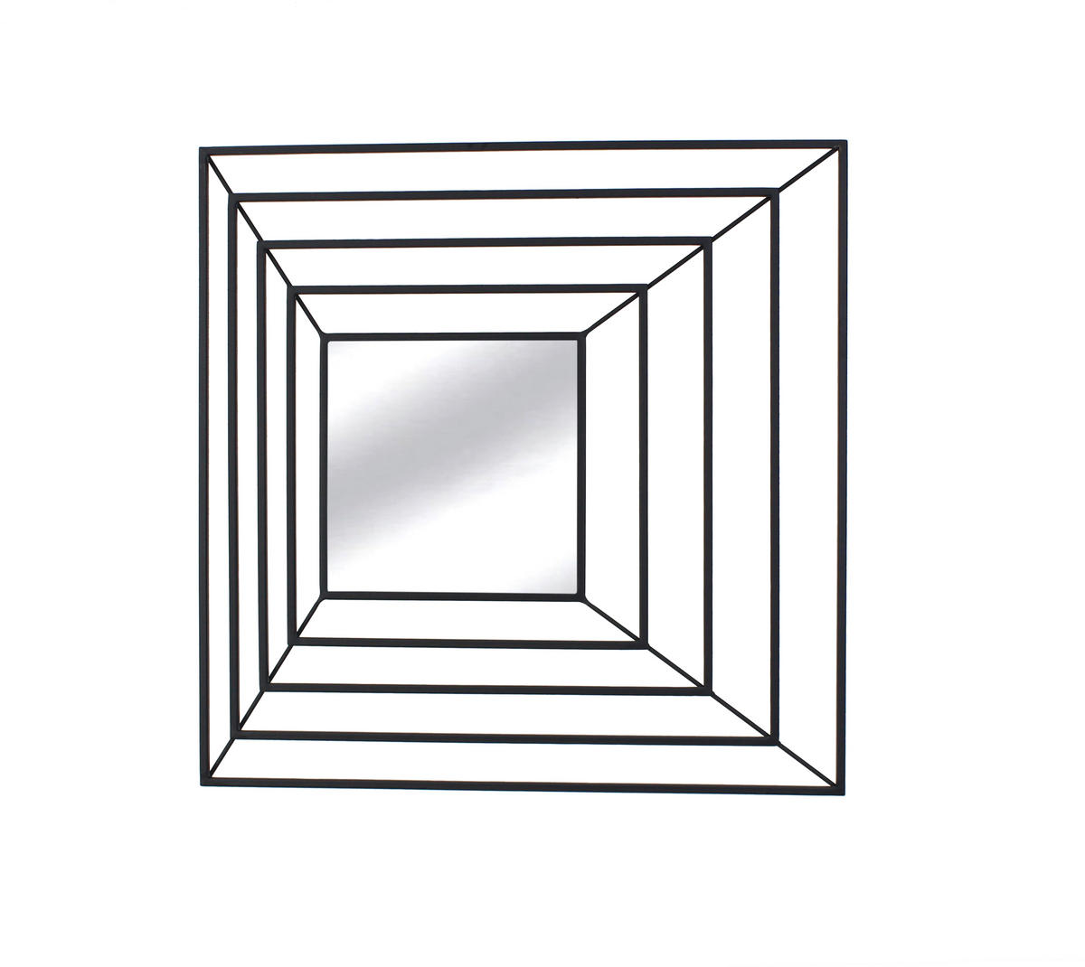 STENSKO OGLEDALO, kovina, steklo  - črna, Design, kovina/steklo (60/60/5cm) - Ambia Home