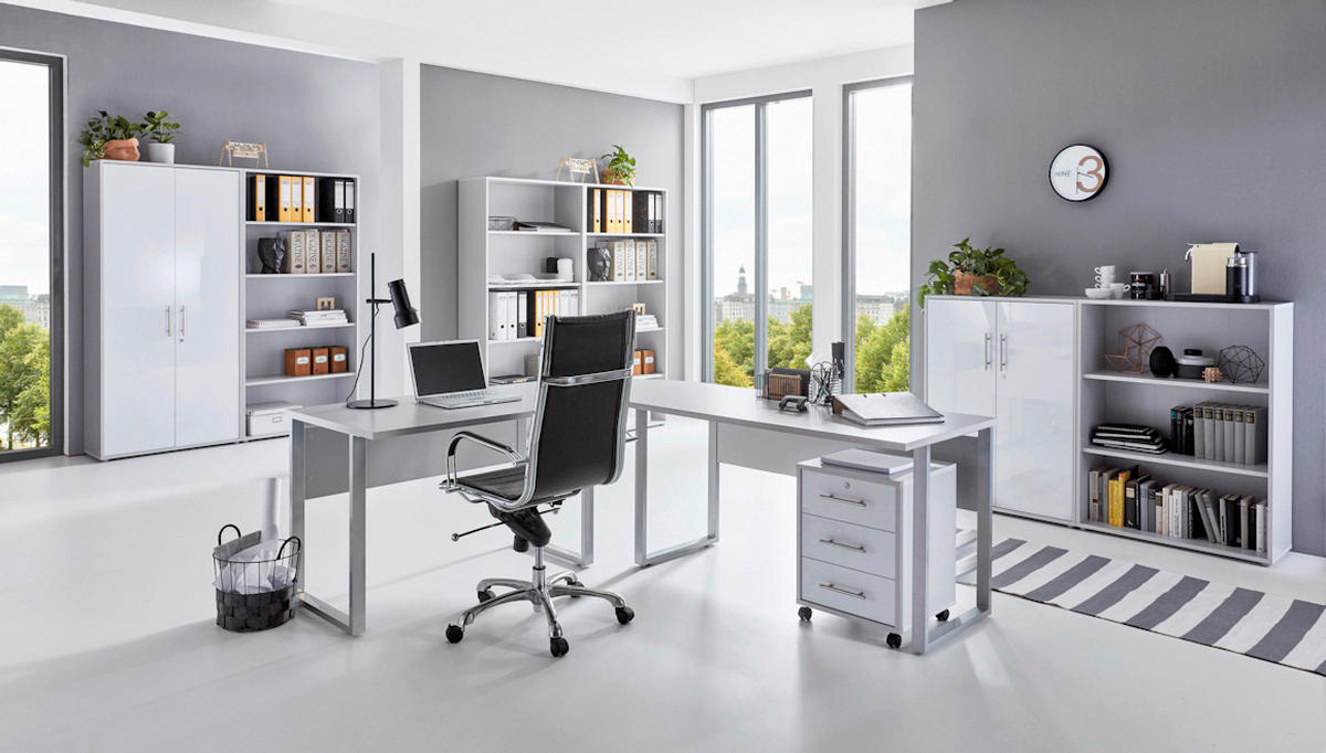 BÜRO - Weiß/Grau, MODERN, Holzwerkstoff/Metall - MID.YOU