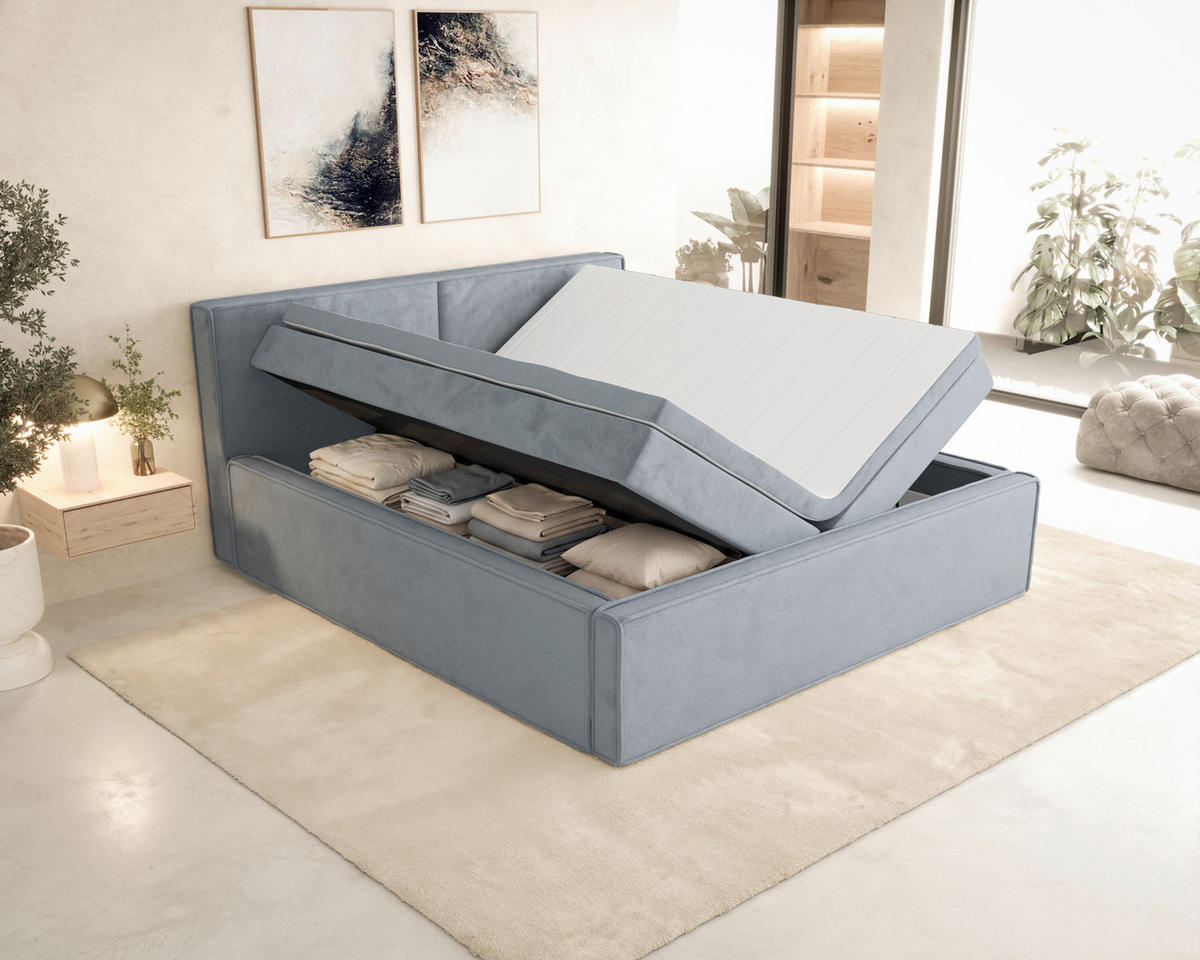 BOXBETT 180/200 cm  in Grau  - Grau, MODERN, Textil (180/200cm) - MID.YOU