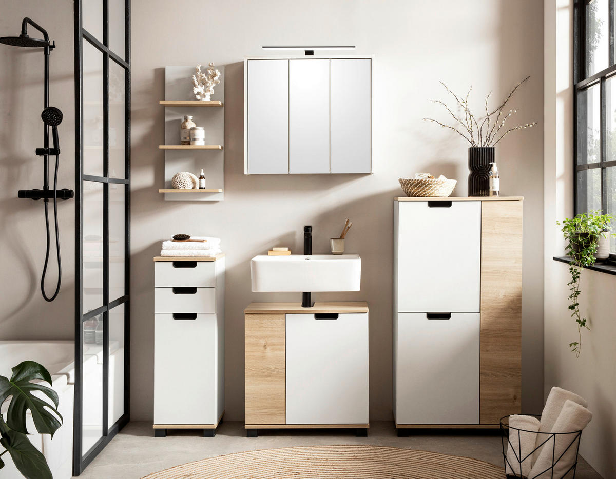 MIDISCHRANK 30,8/88,1/32,6 cm  - Eichefarben/Schwarz, MODERN, Holzwerkstoff/Kunststoff (30,8/88,1/32,6cm) - Stylife