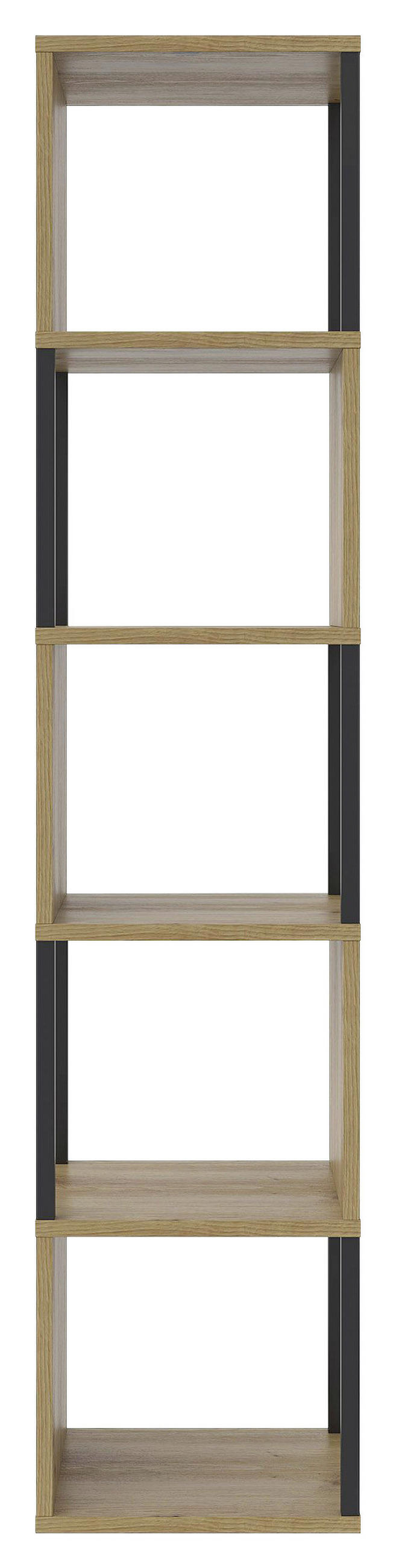 REGAL Eiche Artisan, Schwarz  - Schwarz/Eiche Artisan, Basics, Holzwerkstoff/Metall (35/161/30cm) - Xora