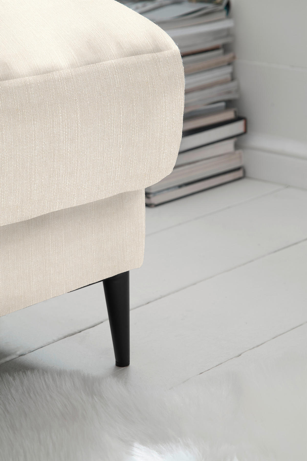 ECKSOFA in Flachgewebe Beige  - Beige/Schwarz, Design, Textil/Metall (296/207cm) - Dieter Knoll