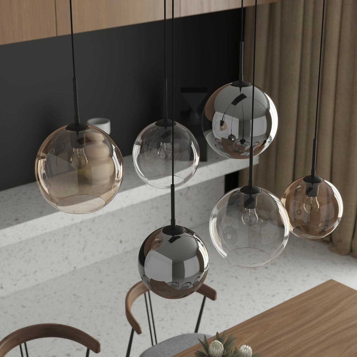 HÄNGELEUCHTE Amelie 97,5/42,5/150 cm   - Klar/Bernsteinfarben, Basics, Glas/Metall (97,5/42,5/150cm) - Novel