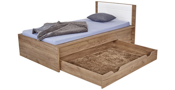 Bett Avensis New 90x200 Krafteiche Dunkel/Weiß - Eichefarben/Weiß, KONVENTIONELL, Holzwerkstoff (90/200cm) - Luca Bessoni