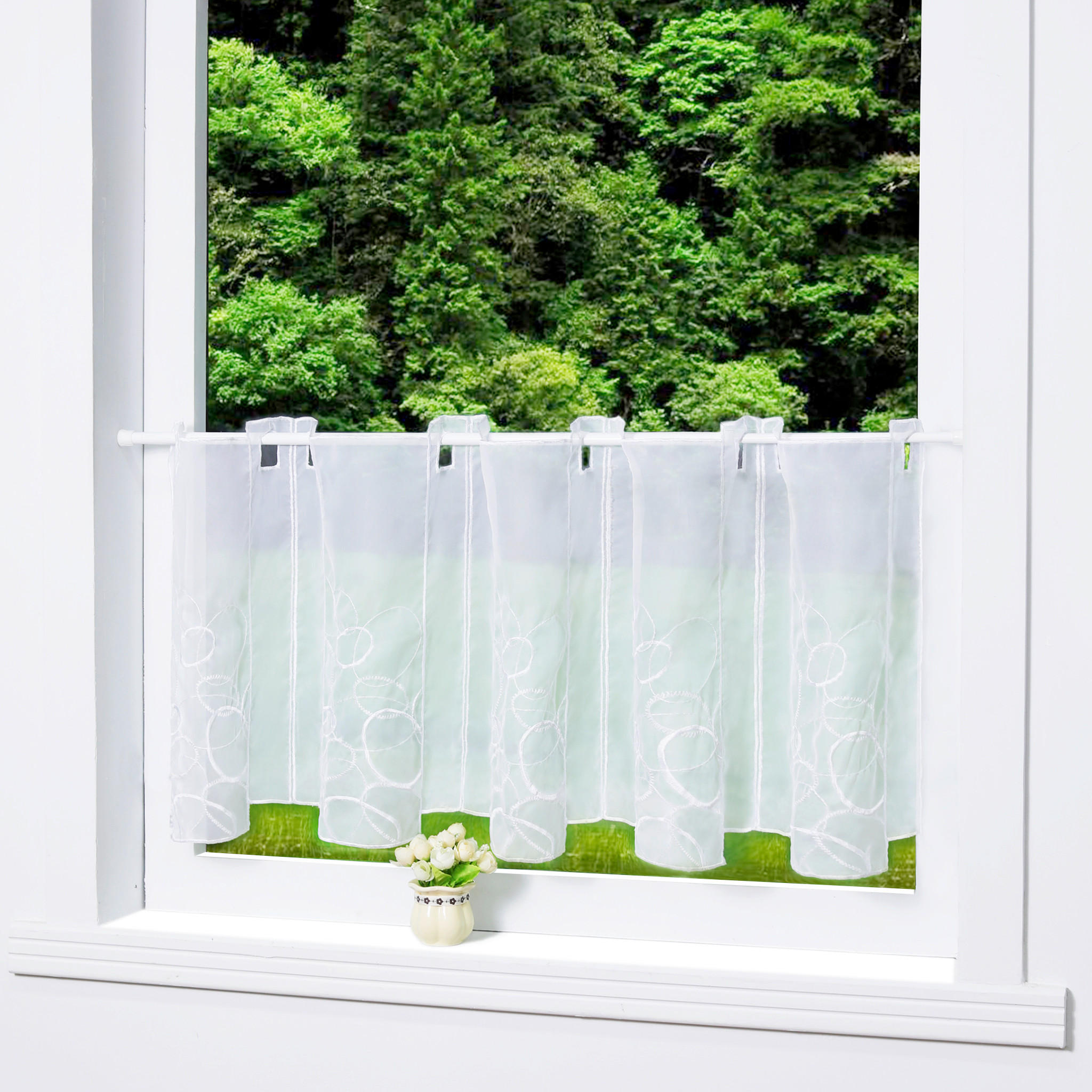 KURZGARDINE   96/45 cm   - Weiß, Basics, Textil (96/45cm) - Joyswahl