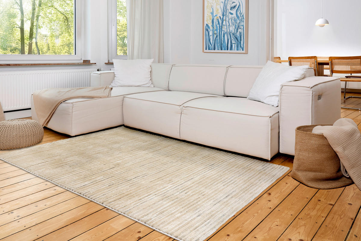 WEBTEPPICH 133/190 cm Lou Creme, Grau rechteckig  - Creme/Grau, Basics, Kunststoff/Textil (133/190cm) - Astra