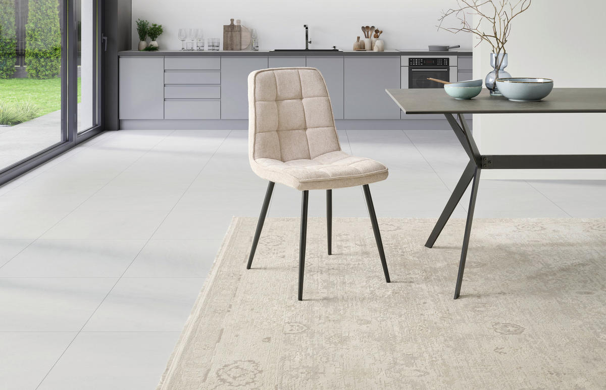 STUHL Leinenoptik Beige Pappel Sperrholz  - Beige/Schwarz, KONVENTIONELL, Holz/Textil (45/89/58cm) - MID.YOU