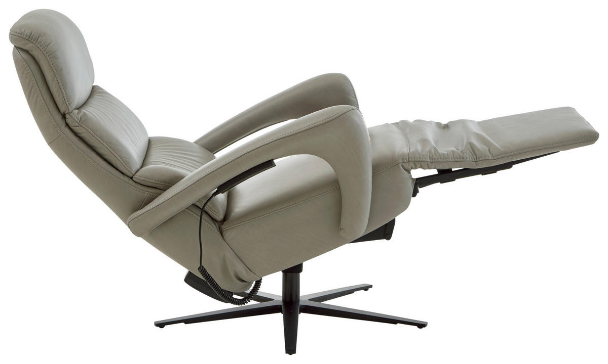 RELAXSESSEL in Leder Greige  - Greige/Schwarz, Design, Leder/Metall (76/110/86cm) - Dieter Knoll