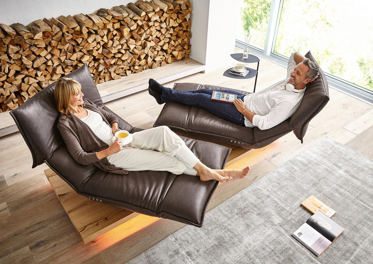 2-SITZER-SOFA Braun Echtleder  - Schwarz/Braun, Design, Leder/Holz (240/80-112/115-159cm) - Koinor