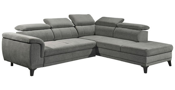 ECKSOFA Grau Mikrovelours  - Schwarz/Grau, KONVENTIONELL, Kunststoff/Textil (271/231cm) - Carryhome