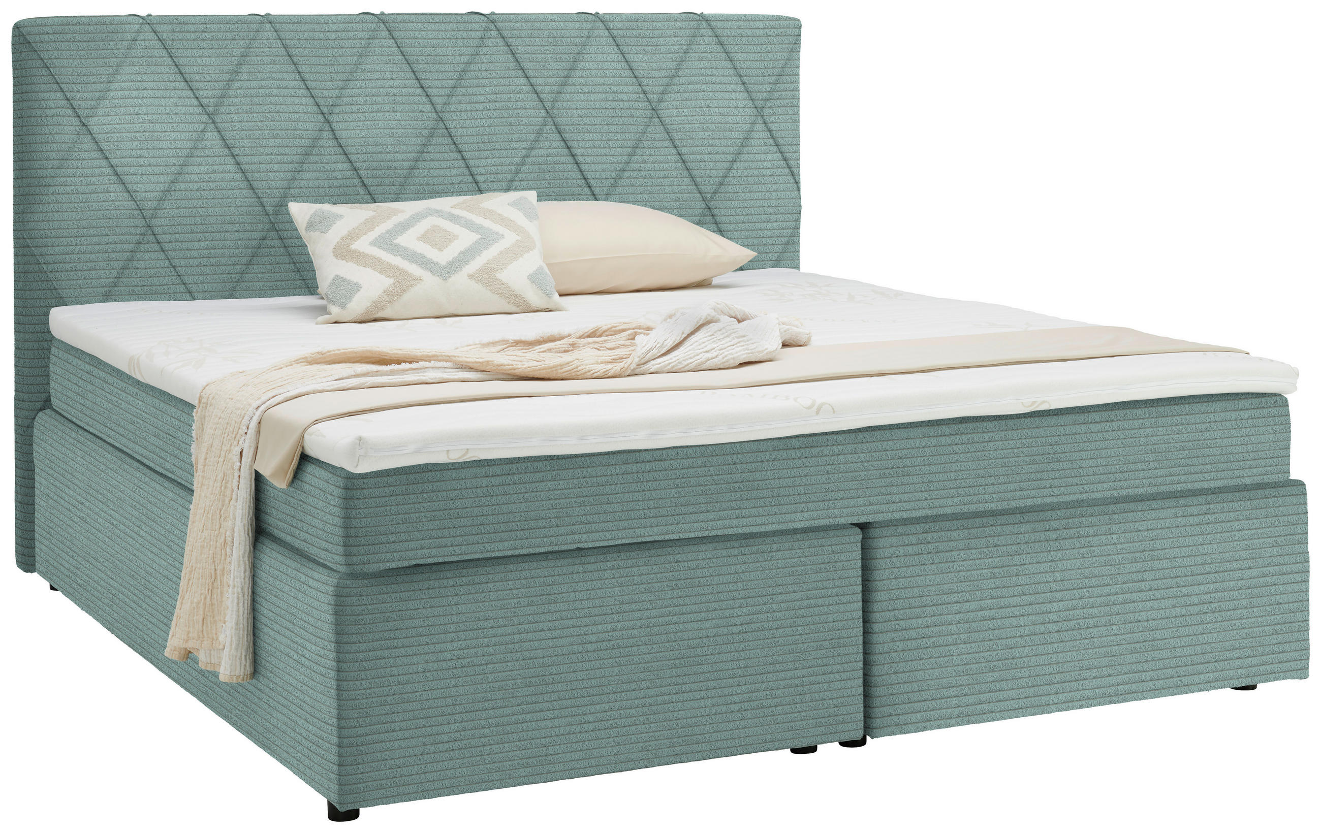 BOXSPRINGBETT 180/200 cm  in Mintgrün  - Schwarz/Mintgrün, Design, Kunststoff/Textil (180/200cm) - Xora