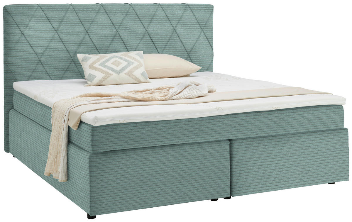 BOXSPRINGBETT 160/200 cm  in Mintgrün  - Schwarz/Mintgrün, Design, Holzwerkstoff/Kunststoff (160/200cm) - Xora