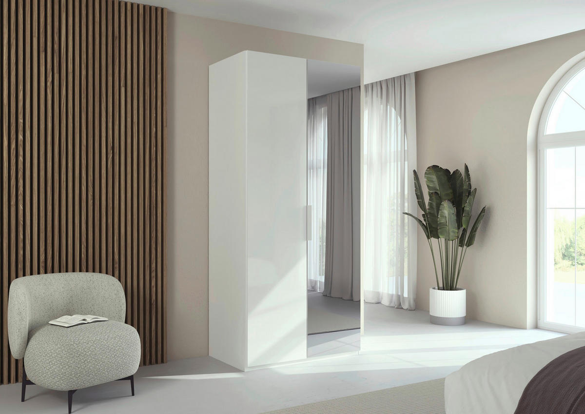 DREHTÜRENSCHRANK 101/223/61 cm,  in Weiß, 2-türig  - Weiß, Basics, Glas/Holzwerkstoff (101/223/61cm) - Novel