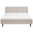 POLSTERBETT gepolstertes Kopfteil, Lattenrost, Bettkasten Beige 120/200 cm  - Birkefarben/Beige, Design, Holz/Textil (120/200cm) - Xora