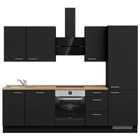 KÜCHENLEERBLOCK 270 cm   in Schwarz, Eichefarben  - Edelstahlfarben/Eichefarben, MODERN, Holzwerkstoff/Metall (270cm) - Nobilia