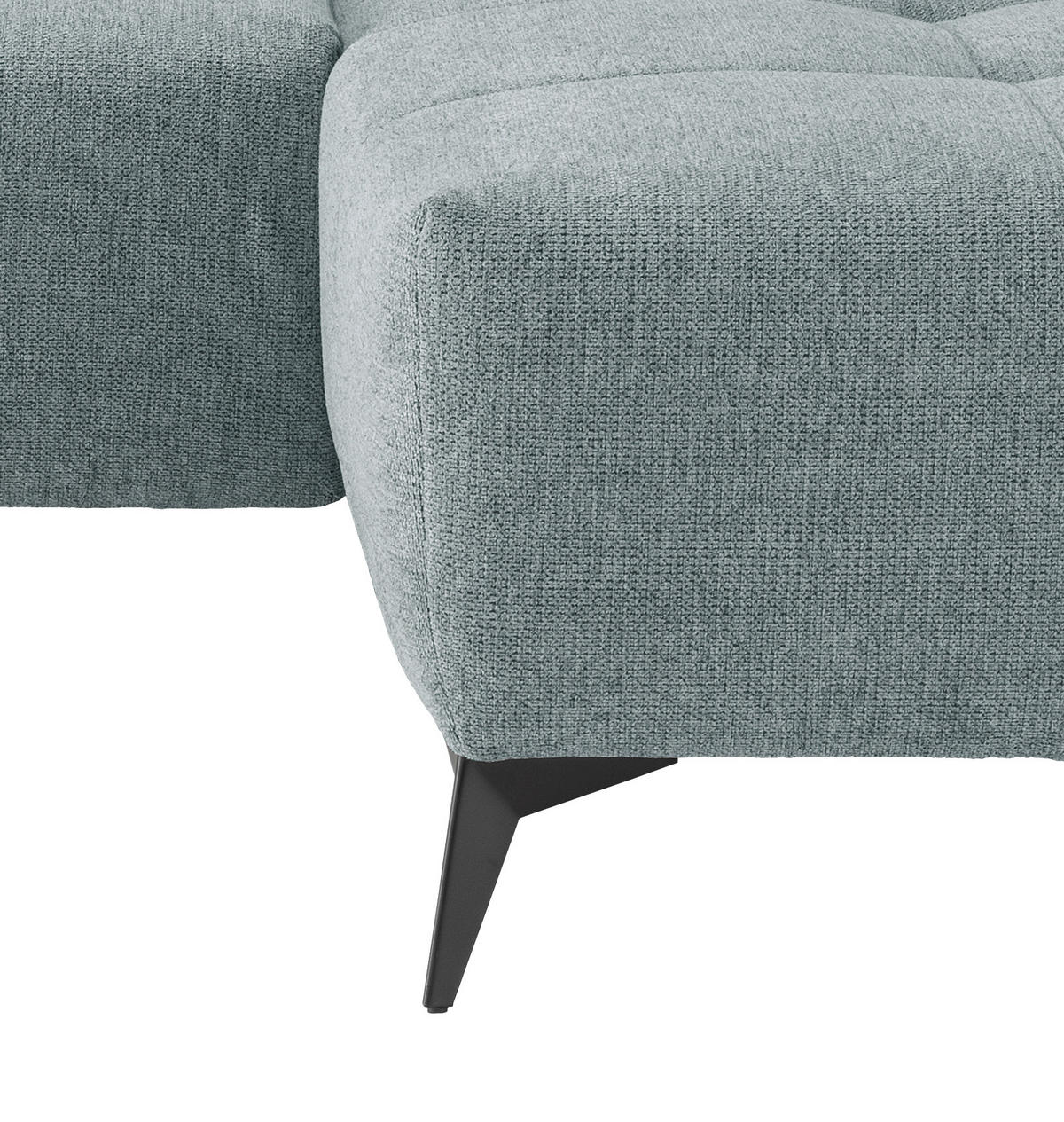 ECKSOFA in Chenille Mintgrün  - Schwarz/Mintgrün, Modern, Textil/Metall (258/180cm) - Livetastic