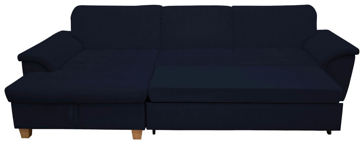 ECKSOFA in Mikrofaser Dunkelblau  170/279 cm  - Eichefarben/Dunkelblau, KONVENTIONELL, Holz/Textil (170/279cm) - MID.YOU