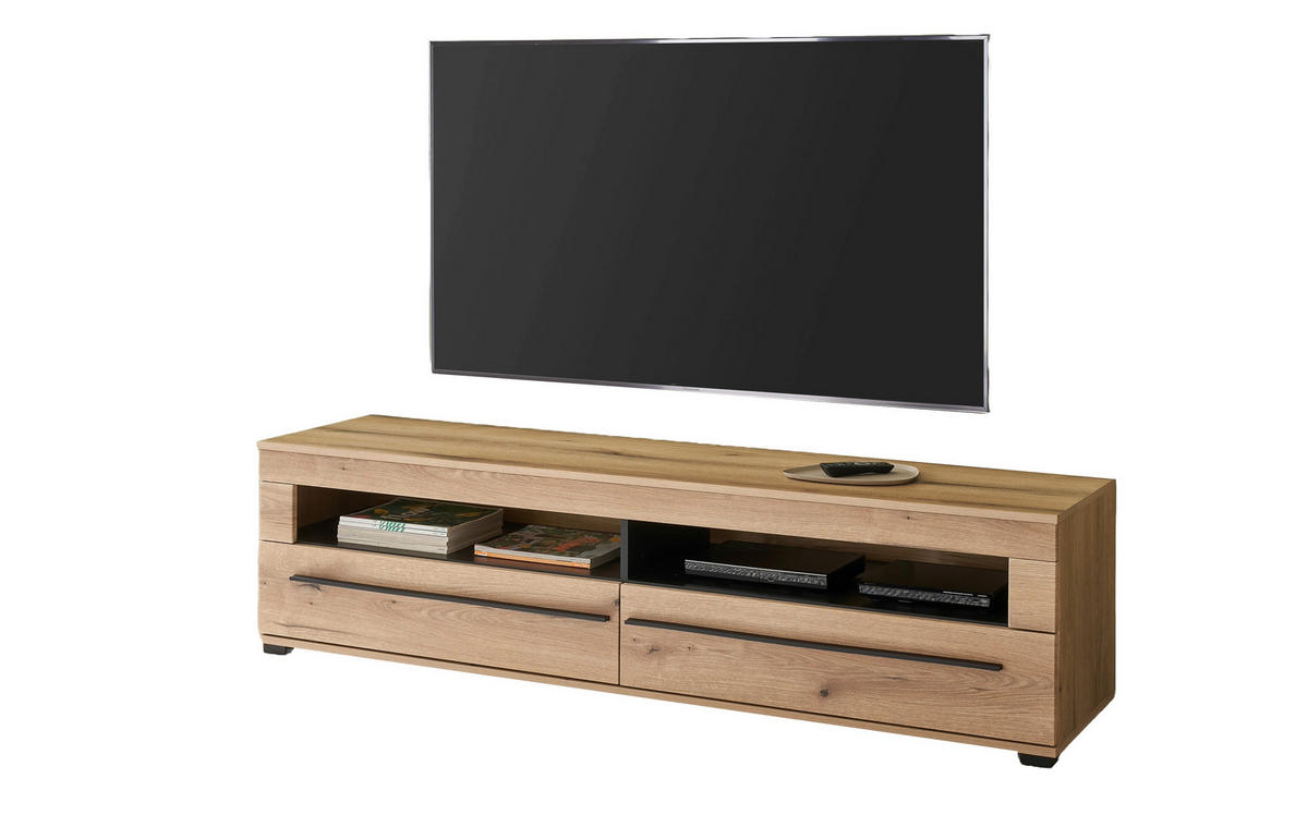 LOWBOARD  180/47/42 cm 2 Schublade(n) stehend, in verschiedenen Größen erhältlich  - Eichefarben/Schwarz, Design, Holzwerkstoff/Kunststoff (180/47/42cm) - Livetastic