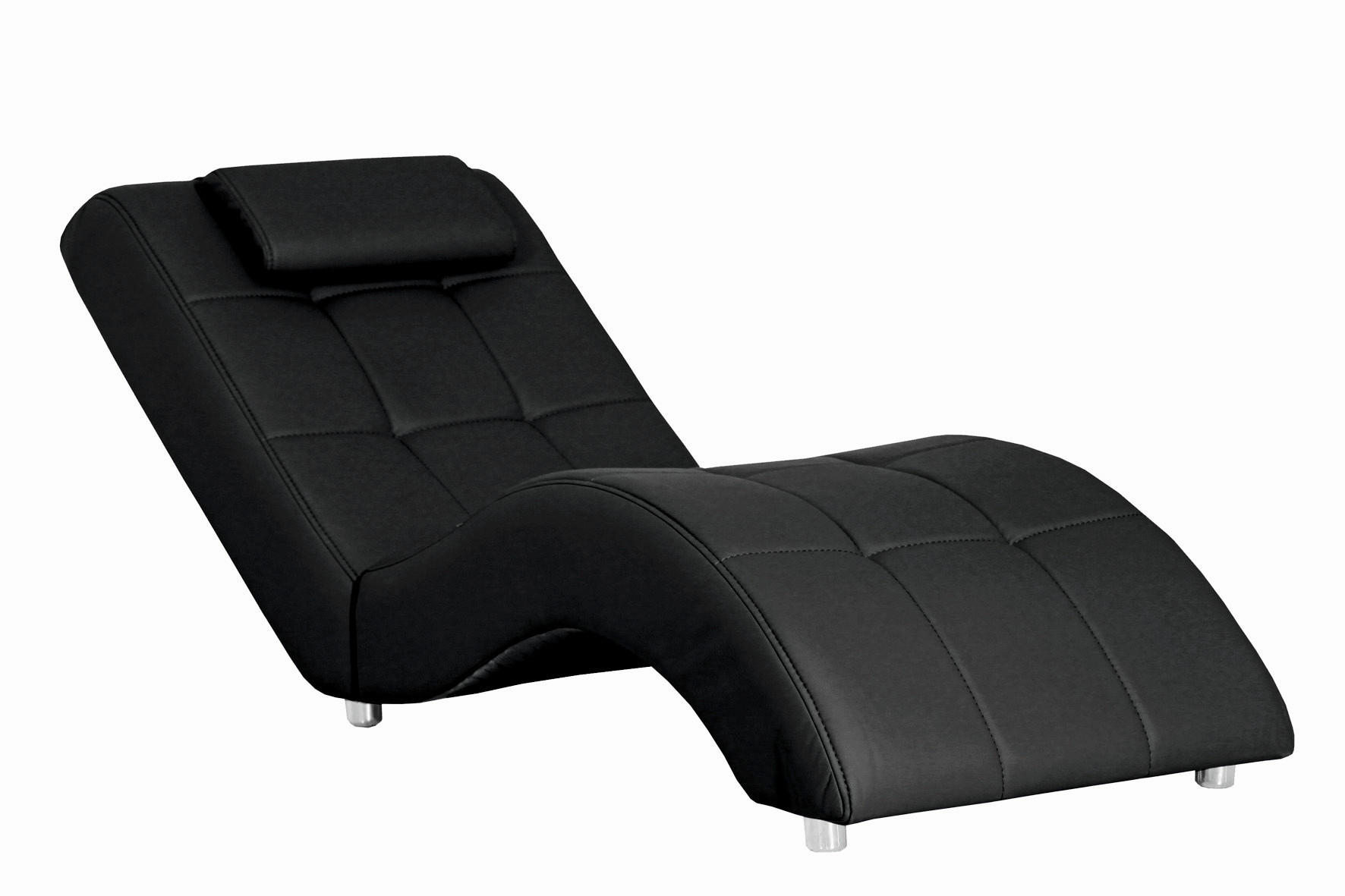 LIGGFÅTÖLJ i läderimitation svart  - kromfärg/svart, Design, textil/plast (70/67/179cm) - Livetastic