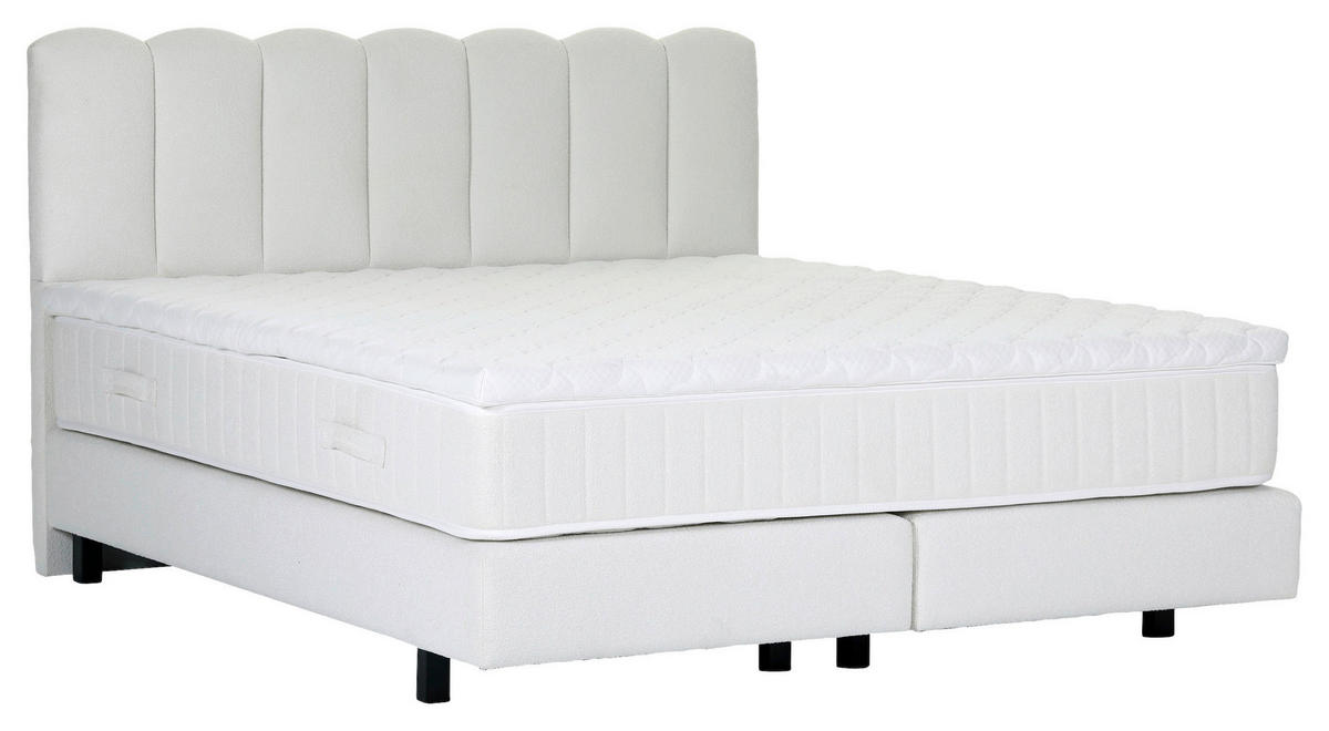 BOXSPRINGBETT 180/200 cm,  in Weiß, Topper, Matratzen, H3 = fest  - Schwarz/Weiß, Design, Holzwerkstoff/Textil (180/200cm) - Esposa