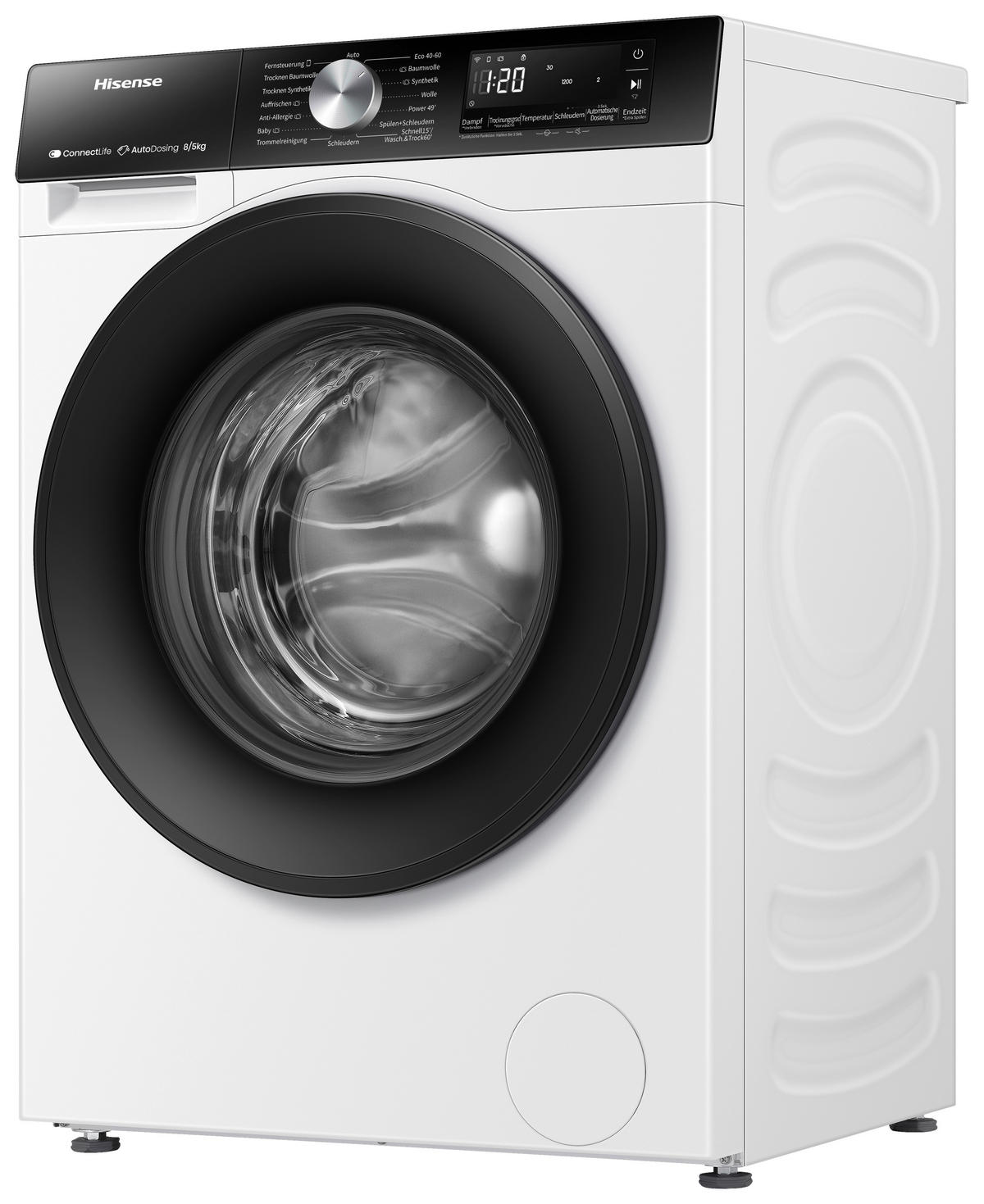WASCHTROCKNER WD3S8045BW3  - Schwarz/Weiß, Basics, Glas/Kunststoff (59,5/84,5/51cm) - Hisense