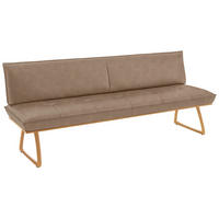 SITZBANK 214/88/66 cm  in Beige, Wildeiche  - Wildeiche/Eichefarben, Design, Leder/Holz (214/88/66cm) - Koinor