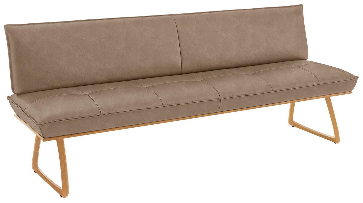 SITZBANK 214/88/66 cm  in Beige, Wildeiche  - Wildeiche/Eichefarben, Design, Leder/Holz (214/88/66cm) - Koinor