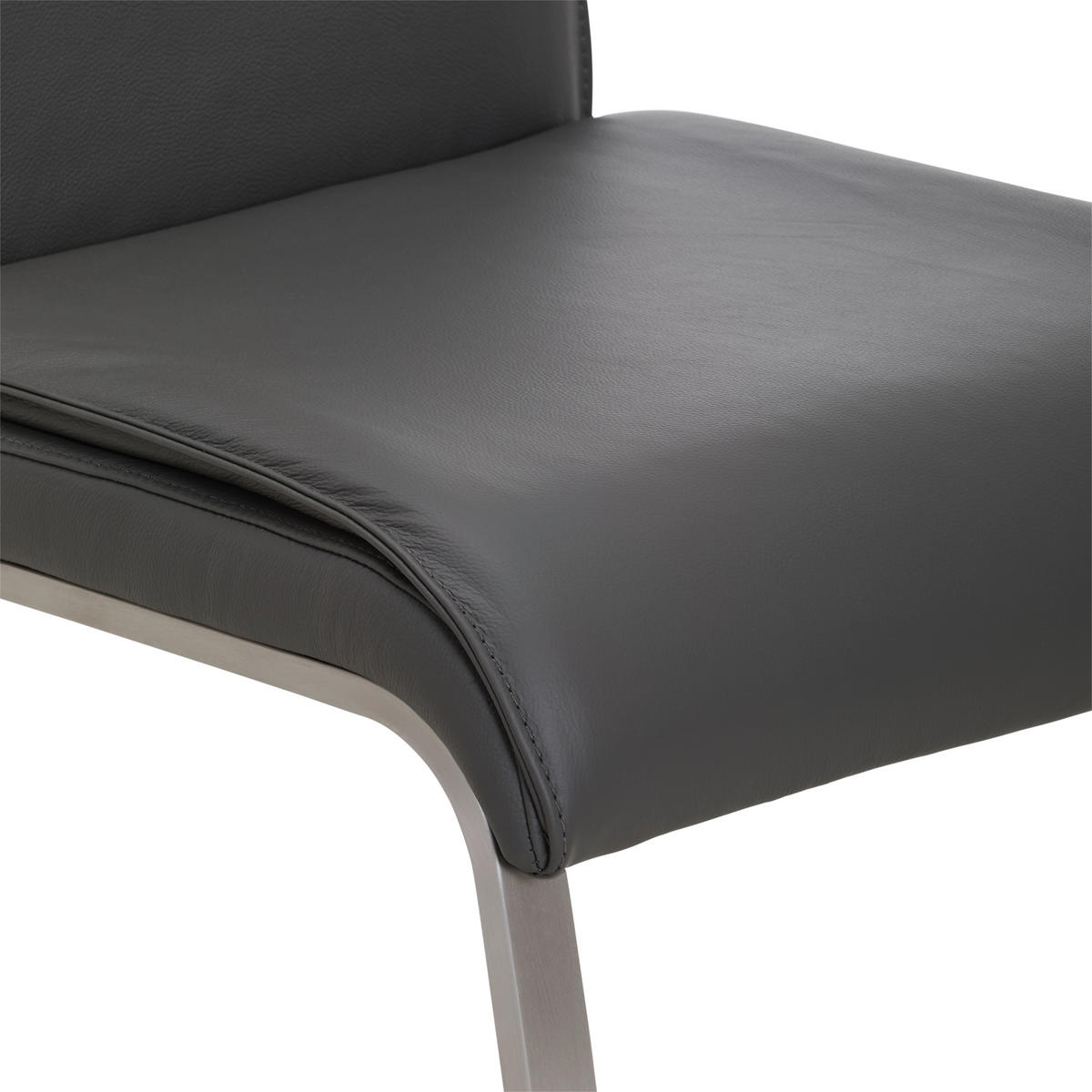 SCHWINGSTUHL  in Edelstahl Echtleder pigmentiert  - Edelstahlfarben/Dunkelgrau, Design, Leder/Metall (46/99/62cm) - Livetastic