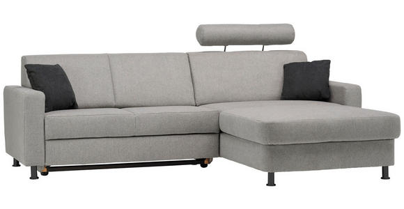 ECKSOFA in Webstoff Platinfarben  - Platinfarben/Schwarz, Design, Kunststoff/Textil (257/165cm) - Xora