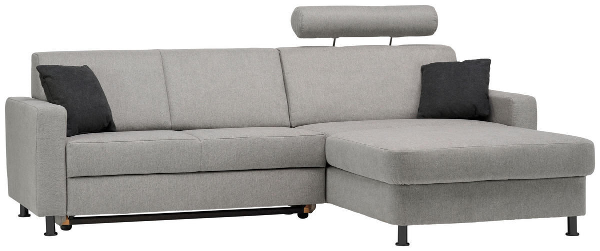 ECKSOFA in Webstoff Platinfarben  257/165 cm  - Platinfarben/Schwarz, Design, Kunststoff/Textil (257/165cm) - Xora