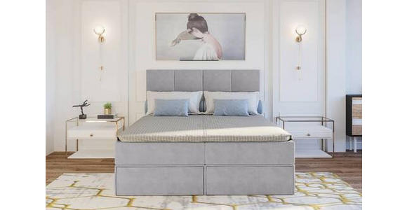 BOXBETT 140/200 cm  in Hellgrau  - Hellgrau/Schwarz, KONVENTIONELL, Kunststoff/Textil (140/200cm) - Carryhome