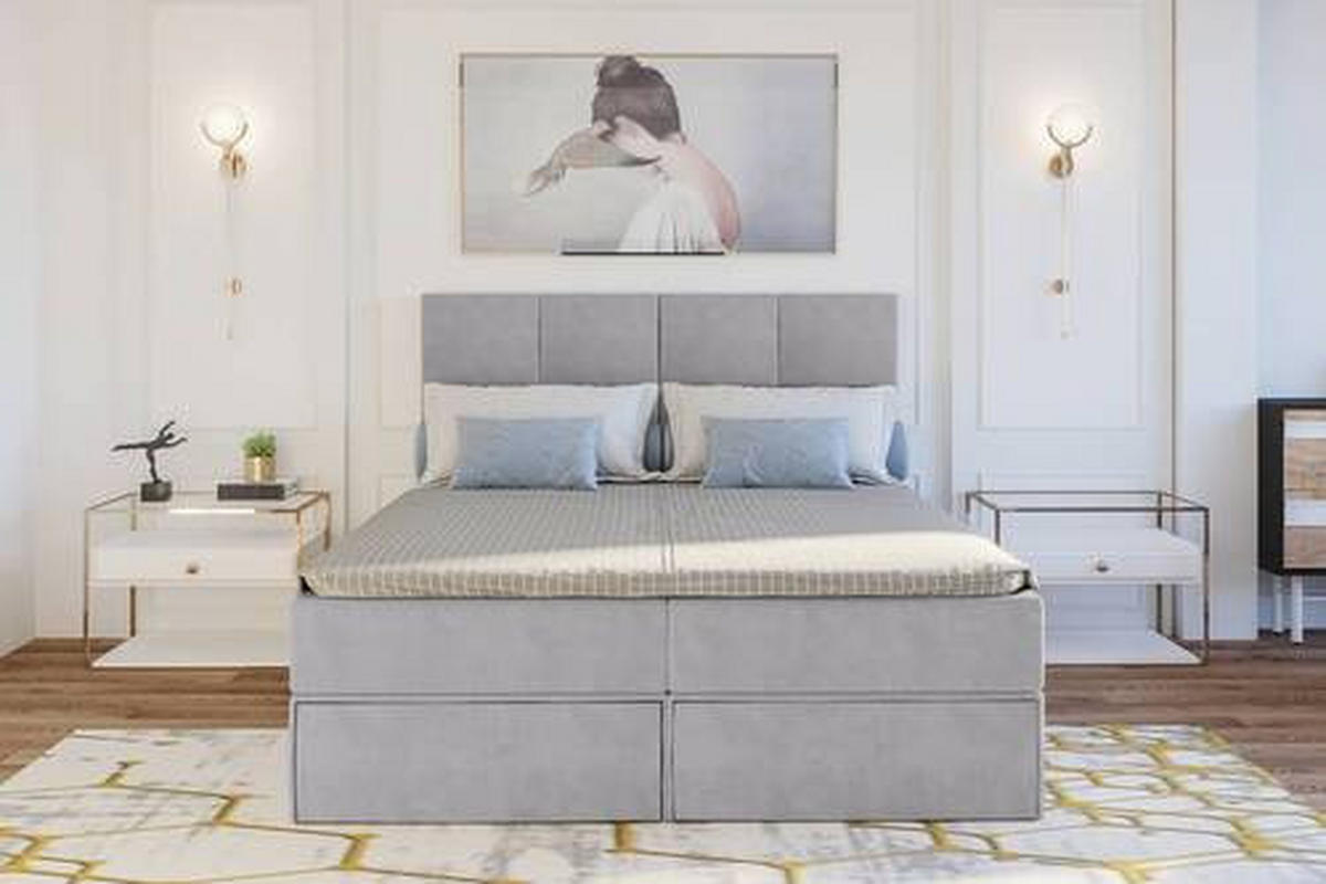 BOXBETT 140/200 cm  in Hellgrau  - Hellgrau/Schwarz, Konventionell, Kunststoff/Textil (140/200cm) - Carryhome